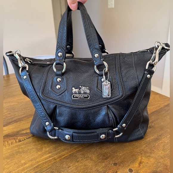 Coach Madison Audrey black leather satchel bag purse - Picture 1 of 11